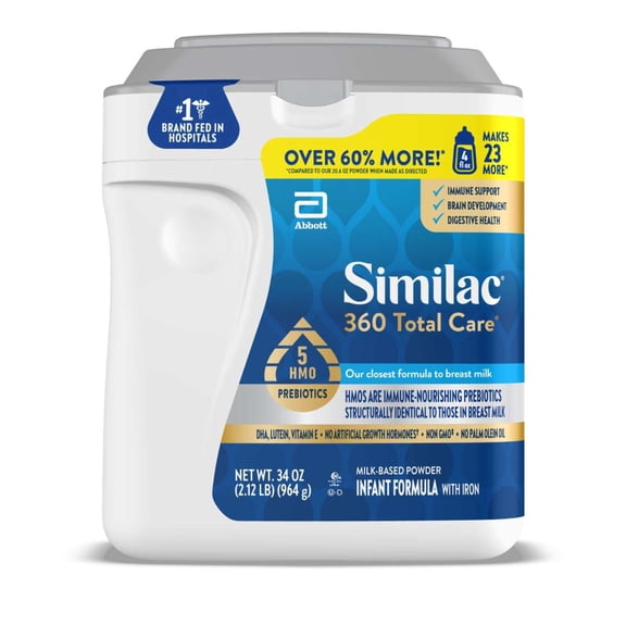 Similac 360 Total Care Baby Formula Powder, 34-oz Tub