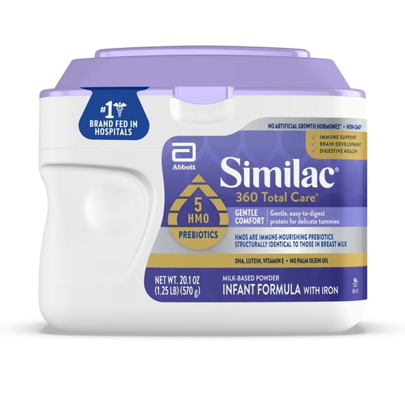 Similac 360 Total Care Gentle Comfort Powder Baby Formula, 20.1-oz Tub
