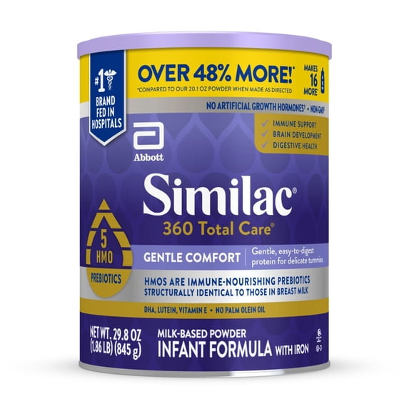 Similac 360 Total Care Gentle Comfort Powder Baby Formula, 29.8-oz Can