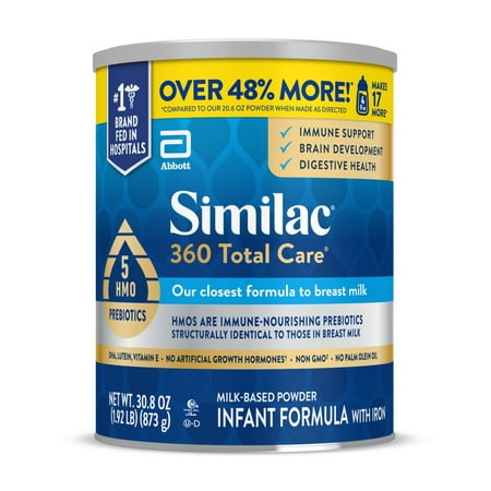 Similac 360 Total Care Infant Formula Powder, 30.8-oz Value Can