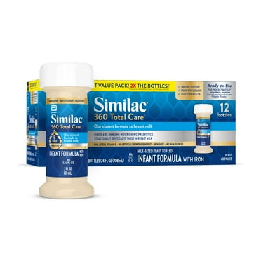 Similac 360 Total Care Ready-to-Feed Baby Formula, 2 fl oz, 12 Bottles