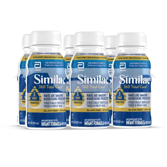 Similac 360 Total Care Ready-to-Feed Baby Formula, 8-fl-oz Bottle, Pack of 6