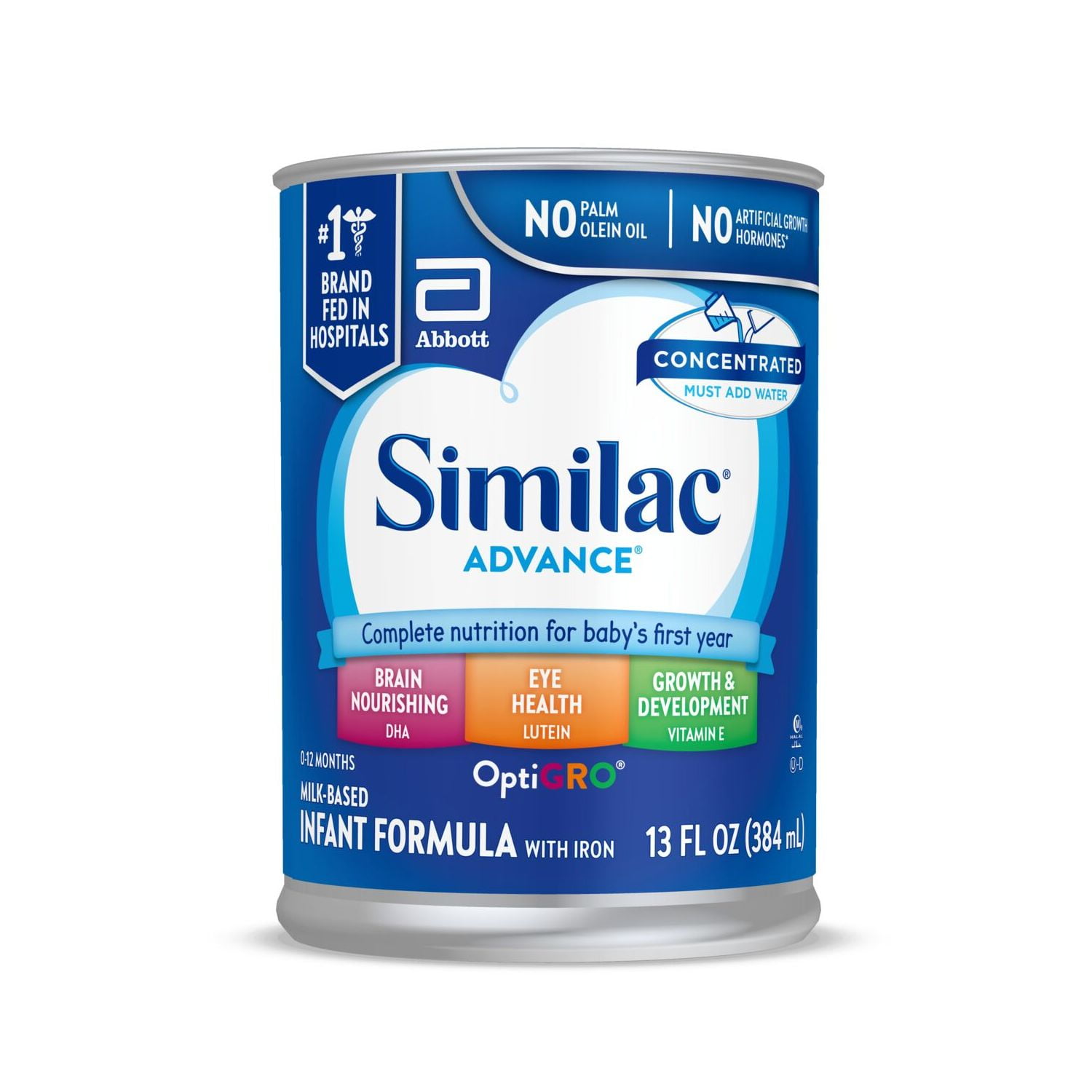 Similac Advance Concentrated Liquid Baby Formula With Iron, Has DHA & Lutein, 13-fl-oz Can, Pack of 12