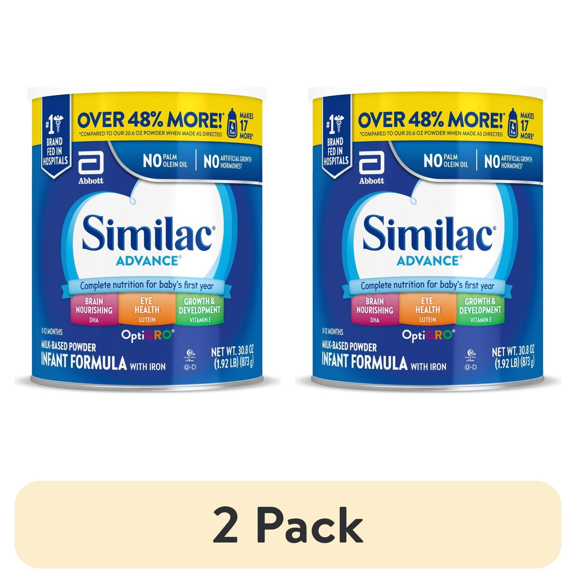 2 pack) Similac Advance Baby Formula with Iron, Powder, 30.8-oz Value Can