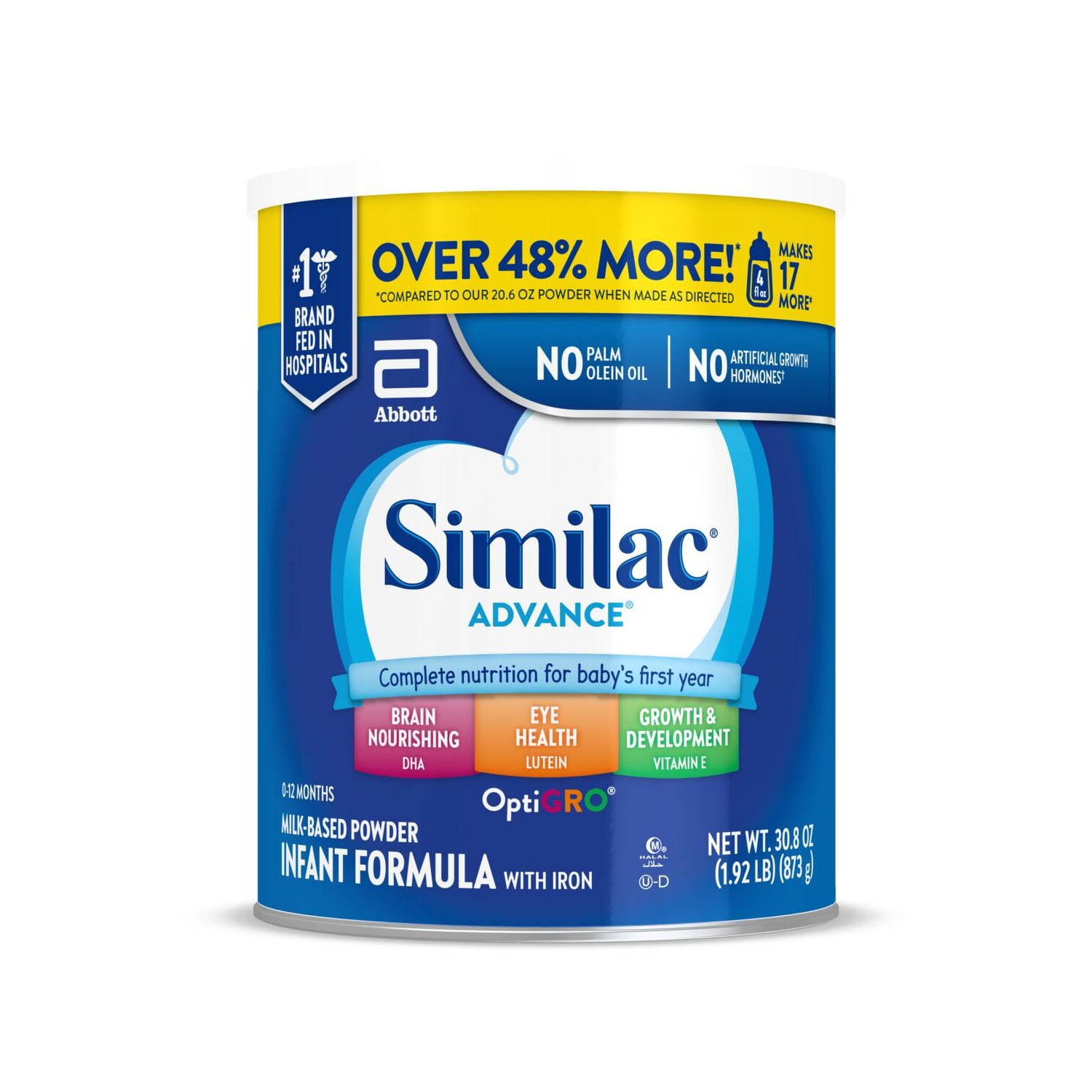 Similac Advance Powder Baby Formula With Iron, Has DHA & Lutein, 30.8-oz Value Can