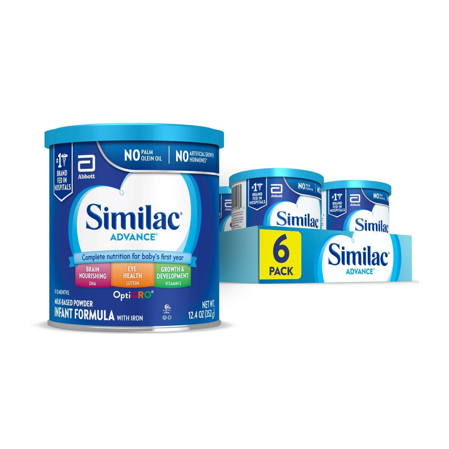 Similac Advance Baby Formula with Iron Powder 12.4 oz Can Pack of 6 Walmart
