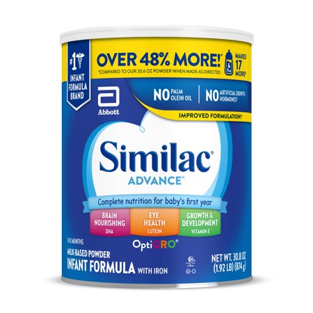 Similac Advance Powder Baby Formula With Iron, Has DHA & Lutein, 30.8-oz Value Can