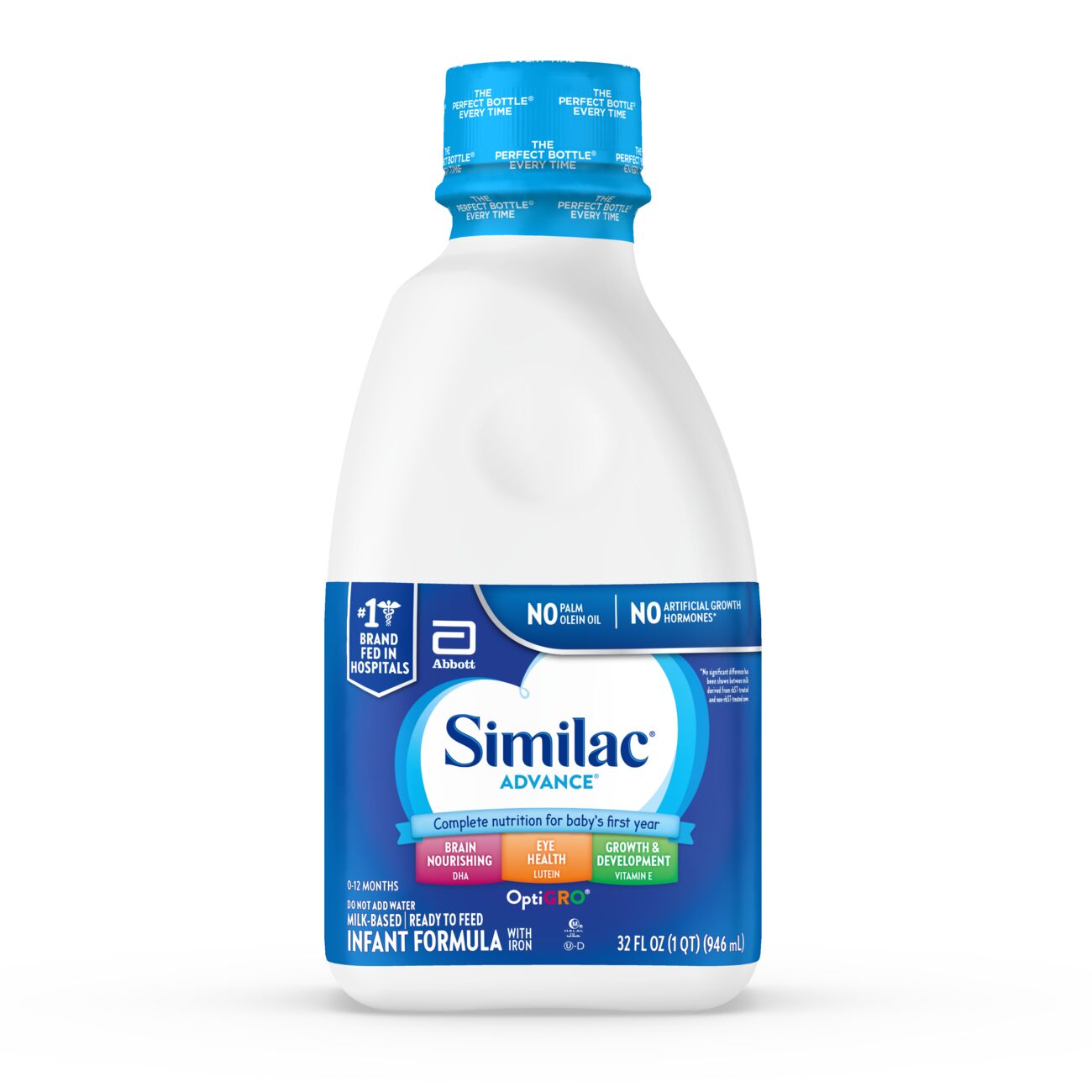 Similac Advance Ready-to-Feed Baby Formula with Iron, DHA, Lutein, 32-fl-oz Bottle, Pack of 6 - image 1 of 15