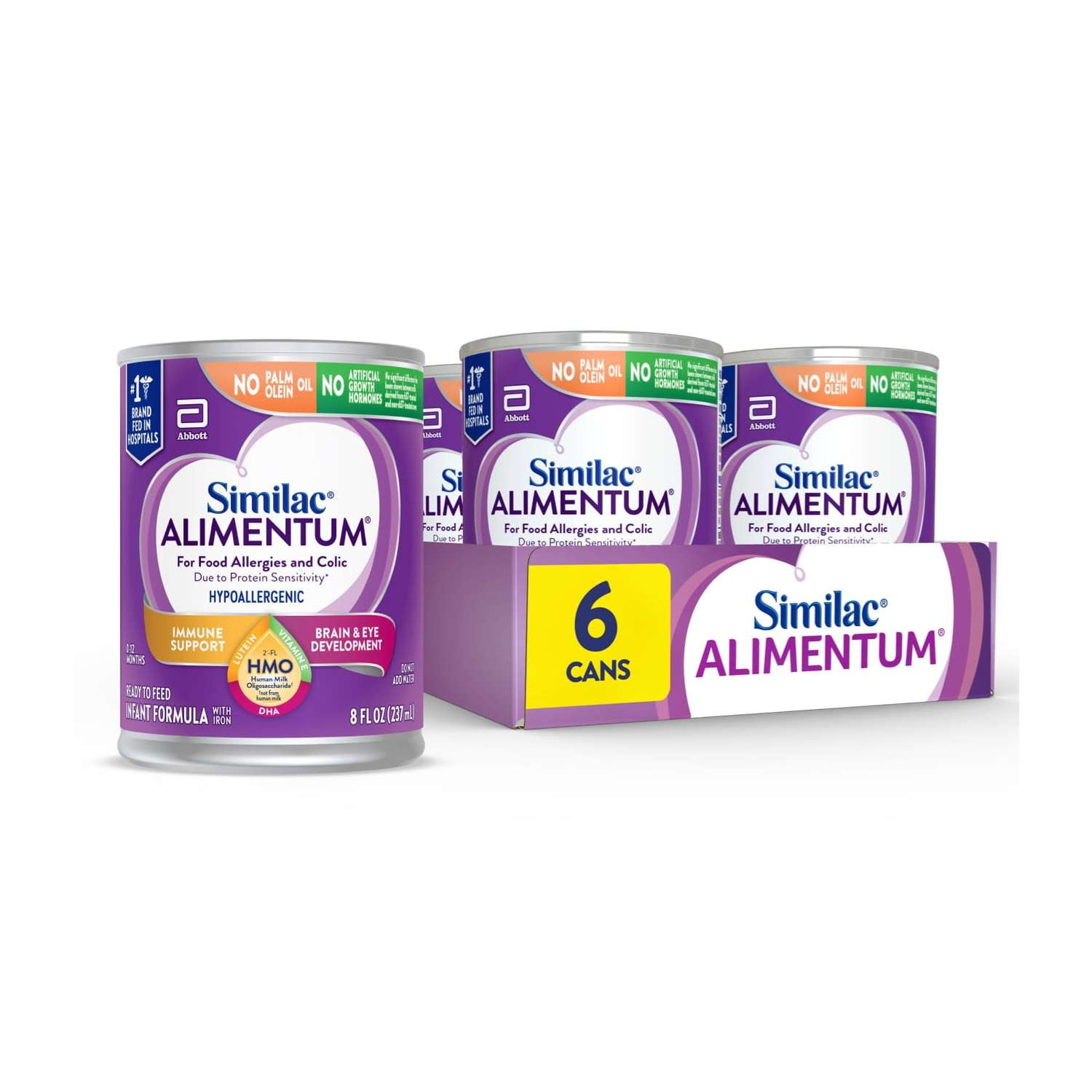 Similac Alimentum With 2'-FL HMO, Ready-to-Feed Baby Formula, 8-fl-oz Can, Pack of 6