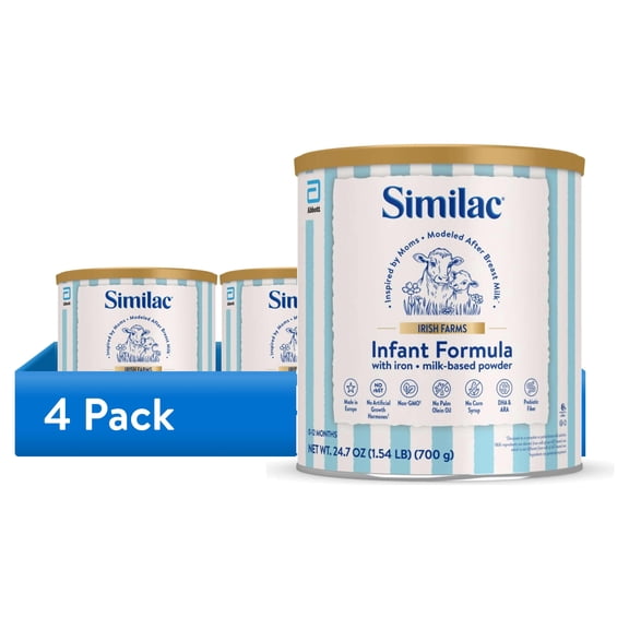 (4 pack) Similac Irish Farms Powder Baby Formula, Easy to Digest, 24.7-oz Can