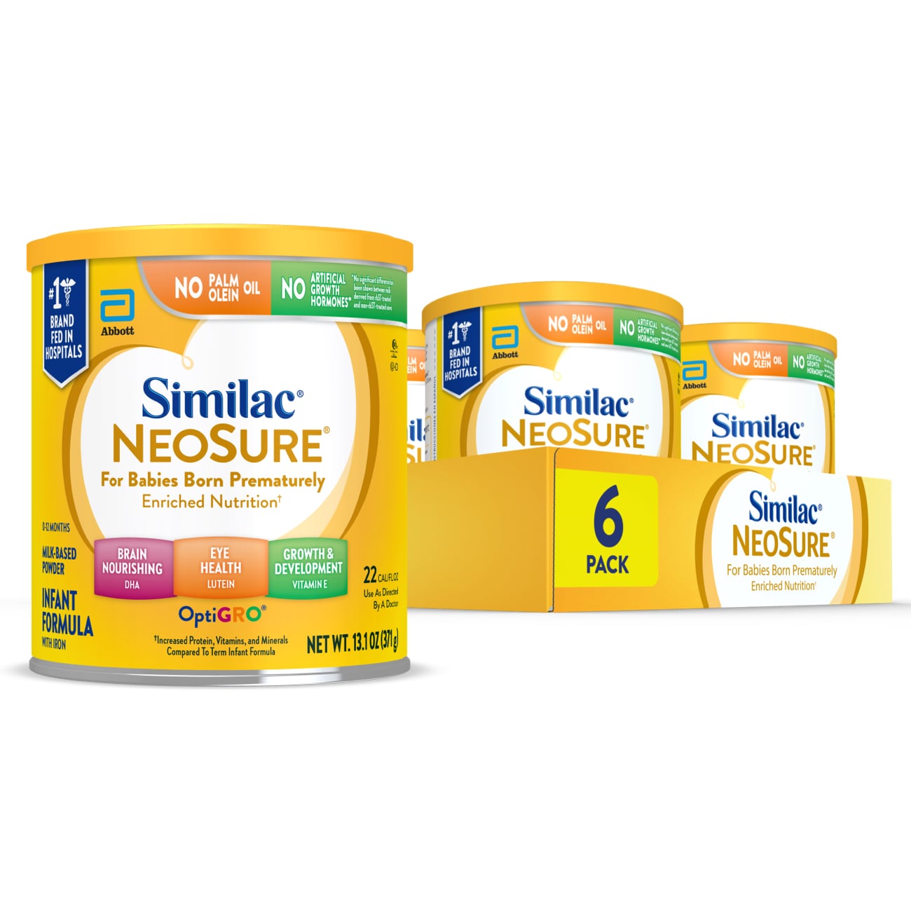 Similac NeoSure Premature Post-Discharge Powder Baby Formula, 13.1-oz Can, Pack of 6 - image 1 of 16