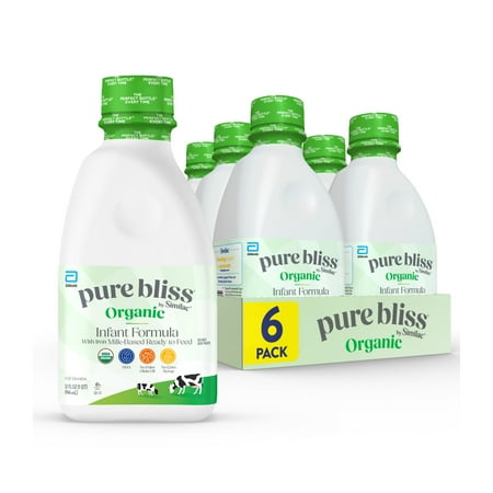 Pure Bliss by Similac Organic Ready-to-Feed Baby Formula, USDA-Certified Organic, 32-fl-oz Bottle, Pack of 6