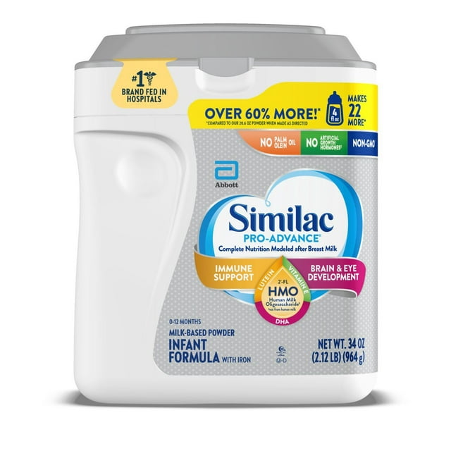 Similac Pro-Advance Powder Baby Formula, With 2′-FL HMO for Immune Support, 34-oz Value Tub