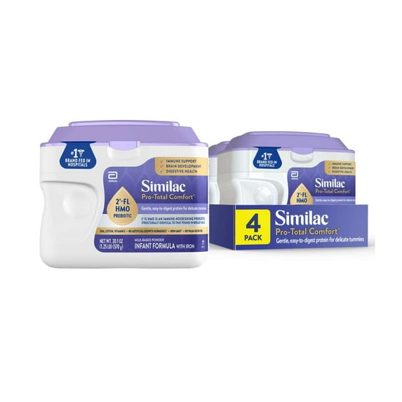 Similac Pro-Total Comfort Powder Baby Formula, 20.1-oz Tub, Pack of 4