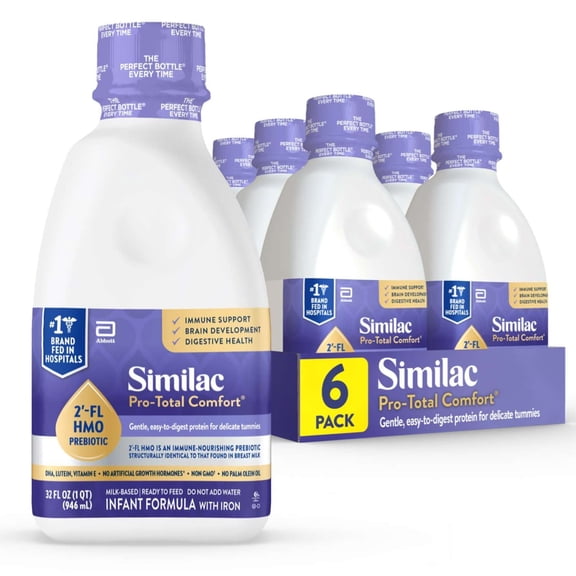Similac Pro-Total Comfort Ready-to-Feed Baby Formula, 32-fl-oz Bottle, Pack of 6