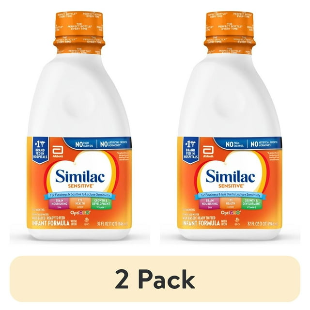 (2 pack) Similac Sensitive ReadytoFeed Baby Formula, 32floz Bottle