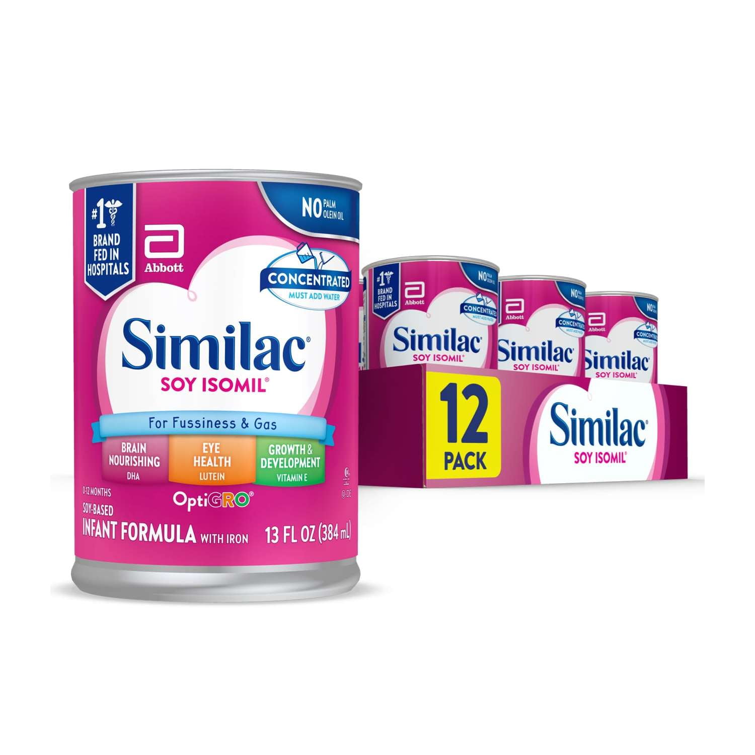 Similac Soy Isomil Concentrated Liquid Baby Formula, 13-fl-oz Can, Pack of 12