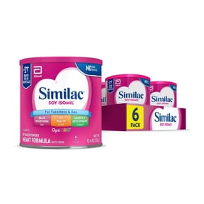 Similac Soy Isomil Powder Baby Formula, 12.4-oz Can, Pack of 6