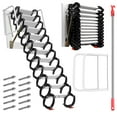 thumbnail image 1 of Wall-Mounted 10 FT 12-Step Folding Telescoping Attic Ladder, Al-Mg Alloy Stair with Anti-Slip Rubber Pads and S-Curved Alloy Skeleton, Crucial for Warehouse Inventory, and Utility Room Use, 1 of 11