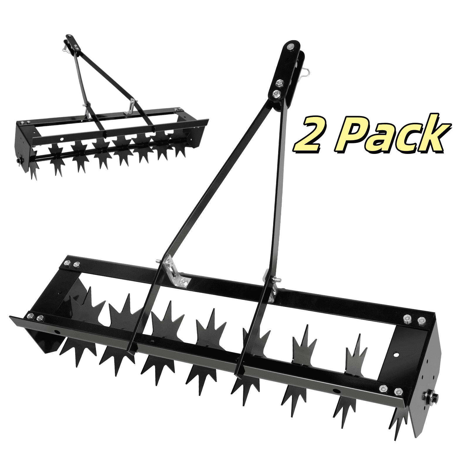 Simin 2 Pack 32 Inch Tow Behind Lawn Aerator with Soil Spikes, Heavy Duty Steel Lawn
