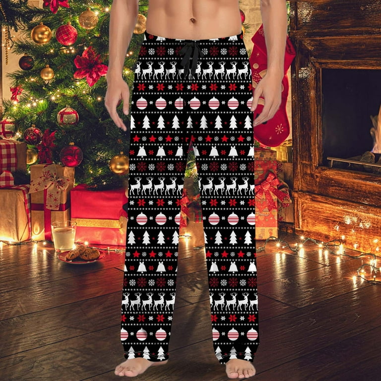Simin Christmas Pants Christmas Mens Casual Pants Pajama Pants with Drawstring And Pockets Christmas Gift Black Walmart