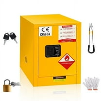 Yellow 6 Gallon Galvanized Steel Fire-Resistant Cabinet - 17" x 17" x 22", Industrial-Grade Storage for Flammable Liquids and Chemicals