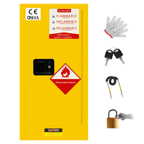 35.5" Yellow Cold-Rolled Steel Flammable Cabinet - 18.11" x 18.11" Industrial-Grade Storage with 2-mm Cold-Rolled Steel