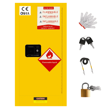 35.5" Yellow Cold-Rolled Steel Flammable Cabinet - 18.11" x 18.11" Industrial-Grade Storage with 2-mm Cold-Rolled Steel