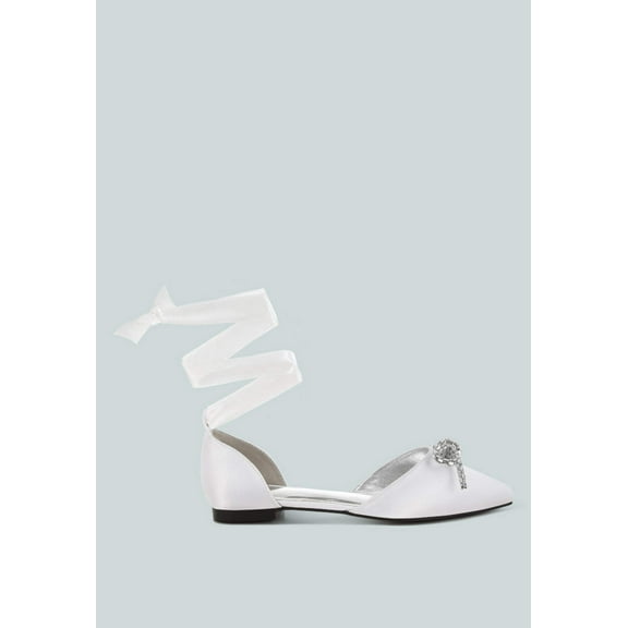 Simina Rhinestone Detail Bow Flat Sandals