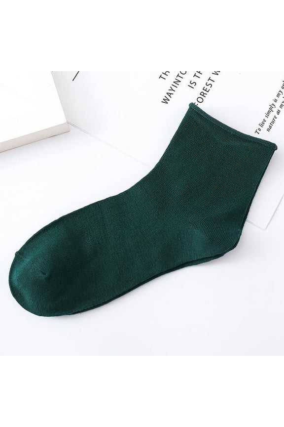 1 Pair Unisex Long Cotton Sock Slippers Solid Pure Color Cabin Socks for Men Women Plush Cushioned Sole Extra Soft Breathable House Socks Daily Wear Indoor Outdoor, Green, One Size