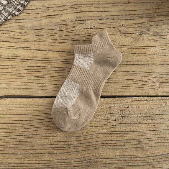 Siminsem 10 Pairs Men's Thin Breathable Cotton Socks Low Cut Moisture Wicking Sweat Absorbing Casual Summer Socks Shallow Mouth Invisible Liners for Sneakers Loafers, Khaki, A