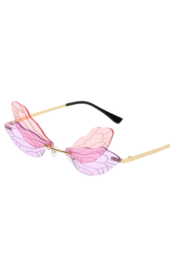 1PC Personalized Retro Frameless Gradient Transparent Sunglasses Under $5 Lightweight Unisex Oval Lens Shades UV400 Sun Glasses with Colorful Mirror Finish