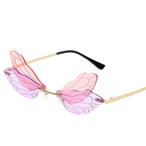 Siminsem 1PC Personalized Retro Frameless Gradient Transparent Sunglasses Under $5 Lightweight Unisex Oval Lens Shades UV400 Sun Glasses with Colorful Mirror Finish