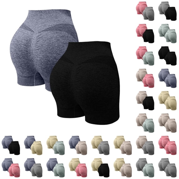 Siminsem 2 Pack Womens High Waisted Biker Shorts with Pockets Tummy Control Buttery Soft 4 Way Stretch Yoga Shorts for Women Running Gym Workout Athletic Shorts 6“, Black,L