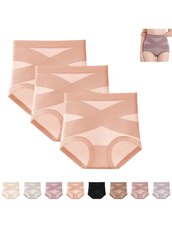 3 Pack Leakproof Shaping Underwear for Women High Waisted Tummy Control Panties Washable Bladder Leak Protection Briefs Soft Breathable Postpartum Underwear,E,M
