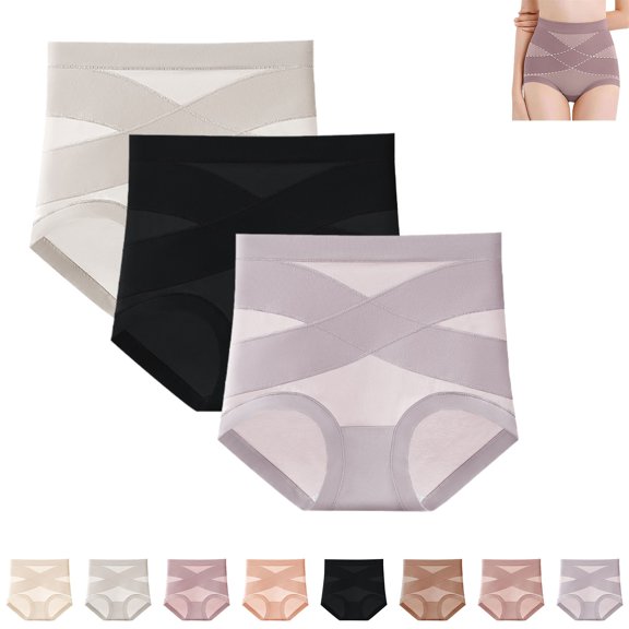 Siminsem 3 Pack Leakproof Shaping Underwear for Women High Waisted Tummy Control Panties Washable Bladder Leak Protection Briefs Soft Breathable Postpartum Underwear,I,M