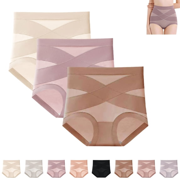Siminsem 3 Pack Leakproof Shaping Underwear for Women High Waisted Tummy Control Panties Washable Bladder Leak Protection Briefs Soft Breathable Postpartum Underwear,M,2XL