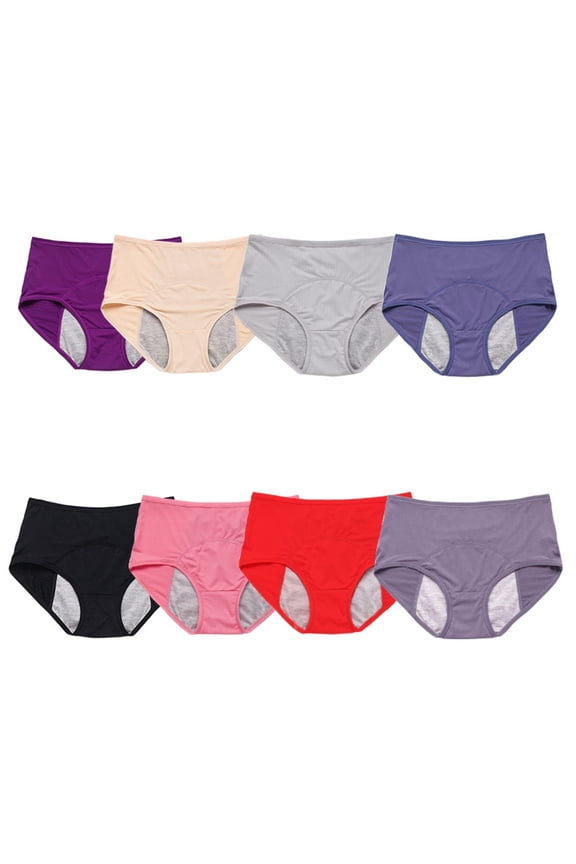 8 Pack Leakproof Underwear for Women Incontinence Panties for Elderly Over 60 High Waisted Cotton Washable Bladder Protection Briefs for Seniors Daily Wear,Red,XL