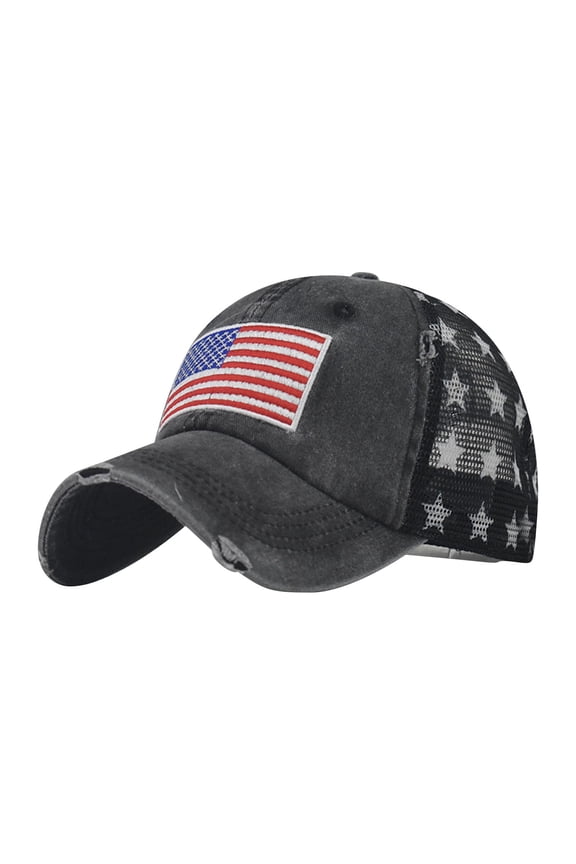 American Flag Hat Casual Sun Hat for Men Women, Adjustable United States 250Th Anniversary Hat, Black, One Size, Polyester,Cotton