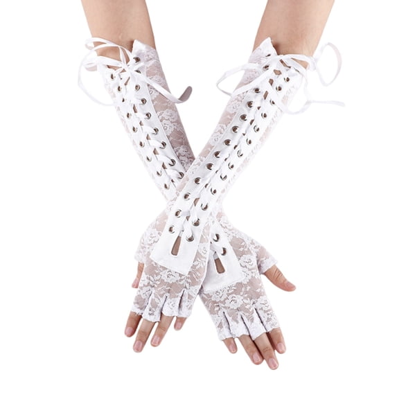 Siminsem Breathable Long Lace Gloves for Women & Girls Under $8 – UV Sun Protection Driving Gloves Sheer Mesh Elbow Length Opera Gloves Lightweight Fingerless Gloves for Wedding Party Summer Outdoor