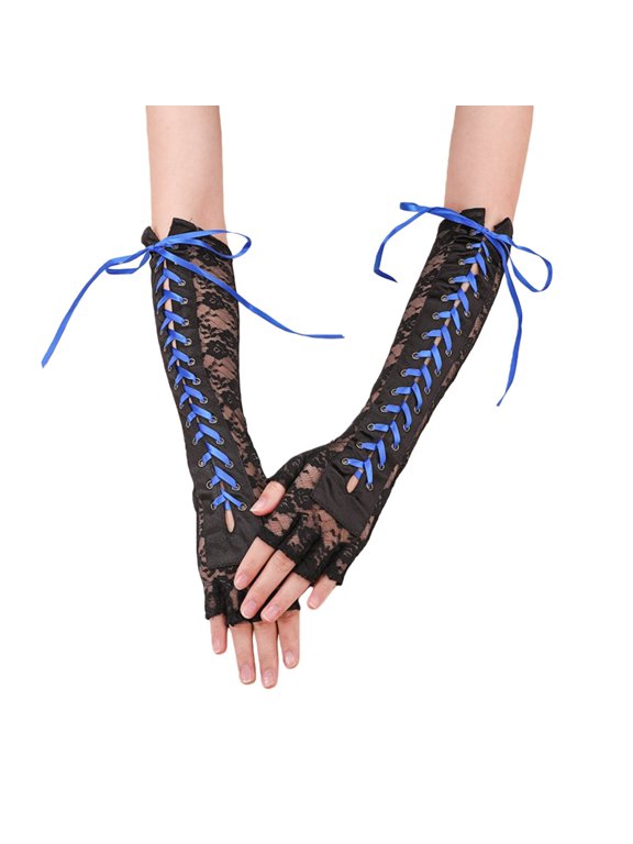 Breathable Long Lace Gloves for Women & Girls Under $8 – UV Sun Protection Driving Gloves Sheer Mesh Elbow Length Opera Gloves Lightweight Fingerless Gloves for Wedding Party Summer Outdoor