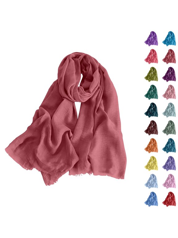 Dark Purple Hydrangea Scarf for Women, Soft Boho Fringe Shawl Lightweight Ladies Spring Scarves, Dressy Travel Wrap for Evening Party & Gift, Watermelon Red, One Size