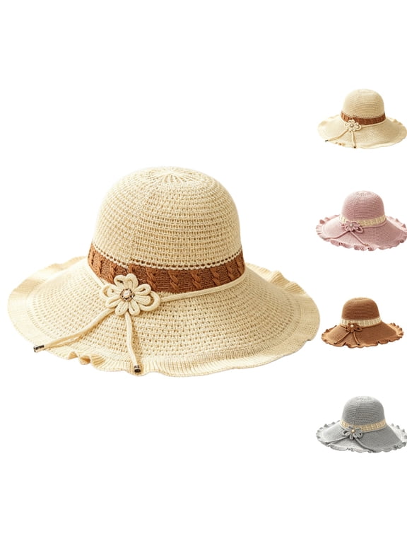 Fashion Sun Hats for Women Oversize Wide Brim Straw Beach Hat Summer Vacation UPF 50+ UV Protection Lightweight Breathable Foldable Packable Roll Up Floppy Travel Cap,Beige,One Size