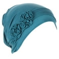 thumbnail image 1 of Siminsem Flower Head Hat Cap Ethnic Bohemian Floral Hair Cover Wrap Turban Headwear Under $8 Pleated Turban Cap for Women Soft Stretchy Chemo Scarf for Cancer Hair Loss Daily Sleep Scarf, 1 of 4