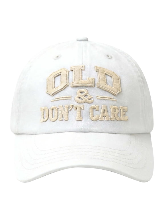 Funny Old & Don't Care Embroidered Washed Cotton Baseball Cap – Novelty Retirement Gift for Men, Dad, Grandpa, Adjustable Vintage Dad Hat, One Size Fits Most