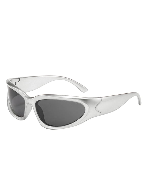 Futuristic Sunglasses for Men Women, Cyberpunk Style Cool Sun Glasses, Trendy UV Protection Shades with Modern Aesthetic, Clear, One Size