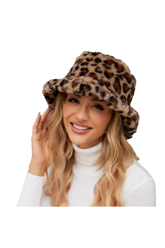 Fuzzy Bucket Hat for Women Fluffy Warm Soft Winter Fisherman Cap Under $10 Furry Thick Plush Lining Reversible Foldable Bucket Hat for Cold Weather Outdoor Travel Daily Wear