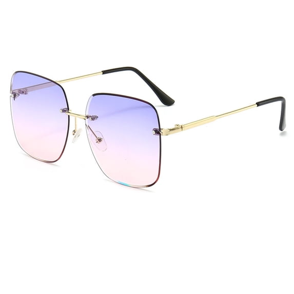 Siminsem Gradient Rimless Sunglasses for Men Women, Metal Frame Sun Glasses, UV Protection Fade Lens Shades for Daily Wear, Purple, One Size