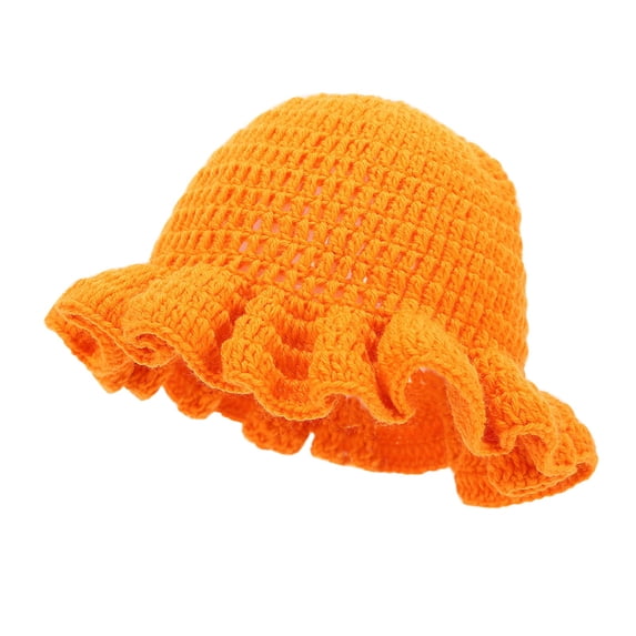 Siminsem Handmade Crochet Ruffled Wool Hat for Women Men Unisex Wide Brim Hat Under $15 Fashionable Colorful Knitted Hat with Flounced Edge for Fall Winter Spring Bohemian Sun Protection Outdoor