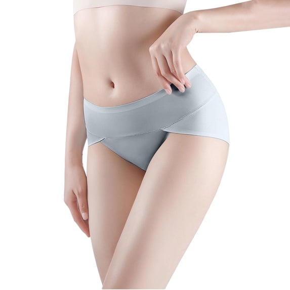 Siminsem High Cut High Waisted Cotton Underwear for Women Tagless Full Coverage Briefs Ladies Soft Breathable Panties 95% Cotton 5% Spandex High Leg Multipack, Grey,L